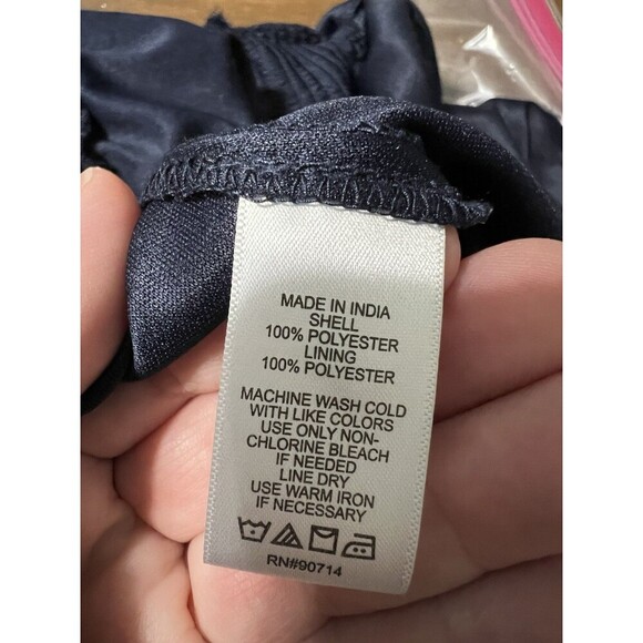 1 STATE Dress Women Large Navy Blouson Mini Ruffle Flutter Sleeve Smocked Fair - Picture 7 of 9